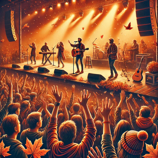 Tecknad bild på konsert med publik